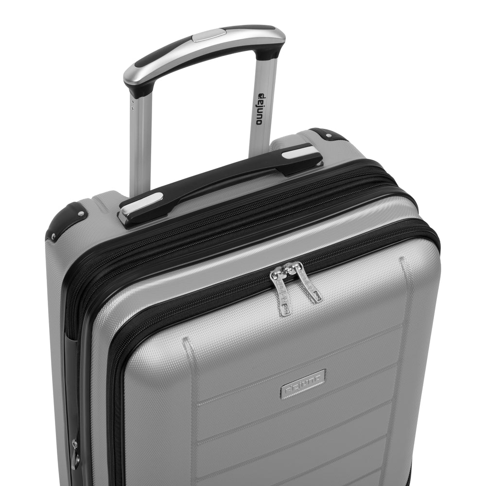 Compact II hardside carry-on spinner suitcase in Silver, close-up of the padded handle