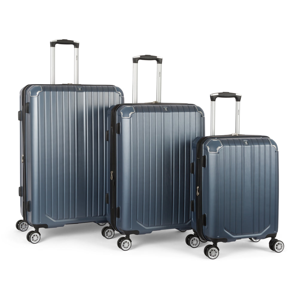 Beaumont 3-piece hardside luggage set in Blue: carry-on, medium and large suitcases