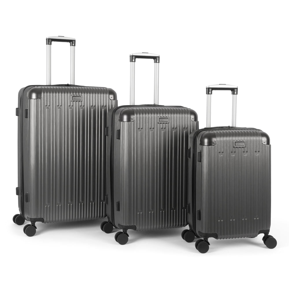 Cornwall 3-piece hardside luggage set in Charcoal: carry-on, medium and large suitcases