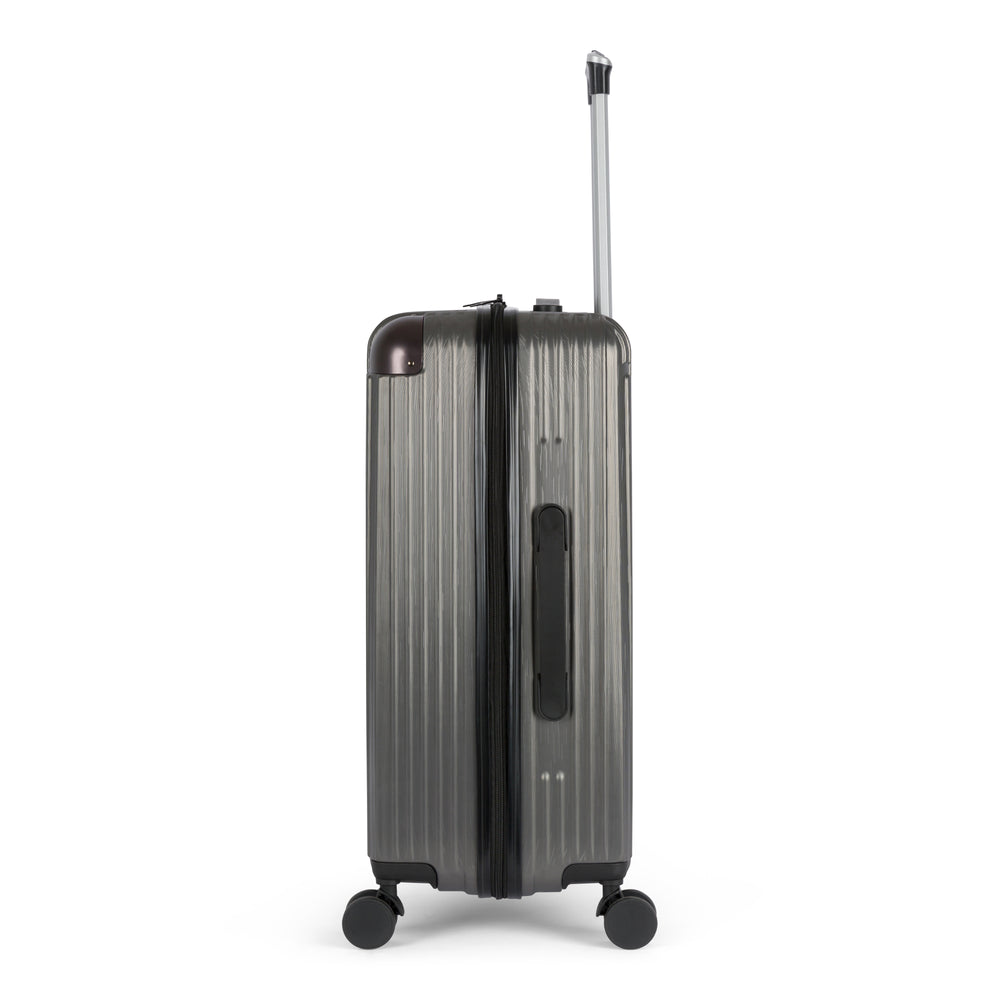 Cornwall hardside spinner suitcase in Charcoal, side view