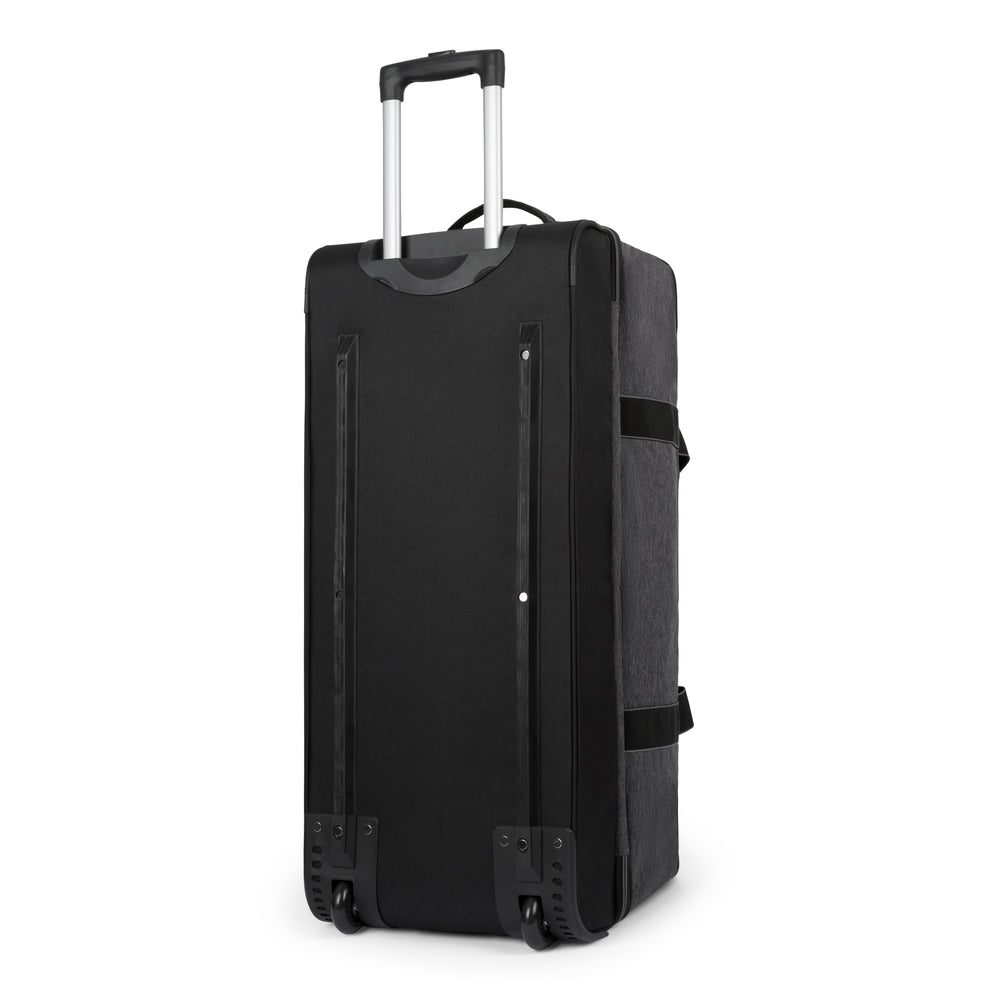 Odyssey rolling duffel bag in Black, wheels and push-button trolley handle