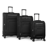 Executive 3-piece softside luggage set in Black: carry-on, medium and large suitcases