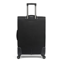 Executive softside spinner suitcase in Black, back view