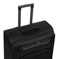 Executive softside spinner suitcase in Black, close-up of the padded handle