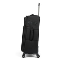 Executive softside spinner suitcase in Black, side view