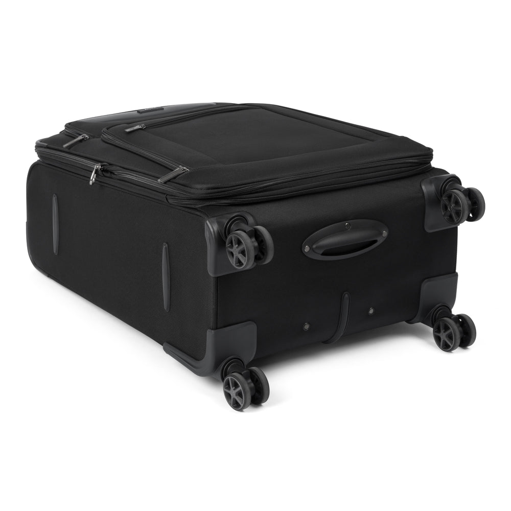 Executive softside spinner suitcase in Black, close-up of the spinner wheels