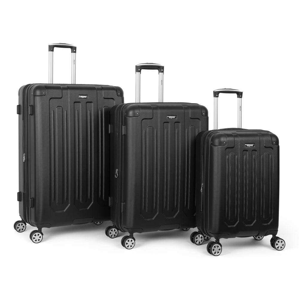 Tutin 3-piece hardside luggage set in Black: carry-on, medium and large suitcases