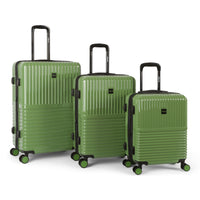 Tonal 3-piece polycarbonate hardside luggage set in Matcha: carry-on, medium and large suitcases