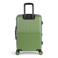 Tonal polycarbonate hardside spinner suitcase in Matcha, back view
