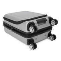 Compact II hardside carry-on spinner suitcase in Silver, close-up of the spinner wheels