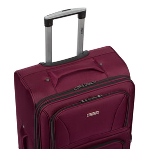 Atlantis softside spinner suitcase in Burgundy, close-up of the padded handle