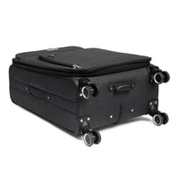 Durango softside spinner suitcase in Black, close-up of the spinner wheels