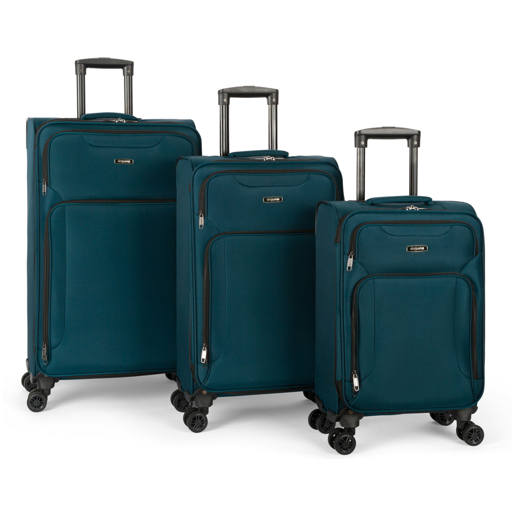 Jasper 3-piece softside luggage set in Green: carry-on, medium and large suitcases