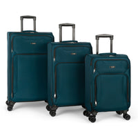 Jasper 3-piece softside luggage set in Green: carry-on, medium and large suitcases