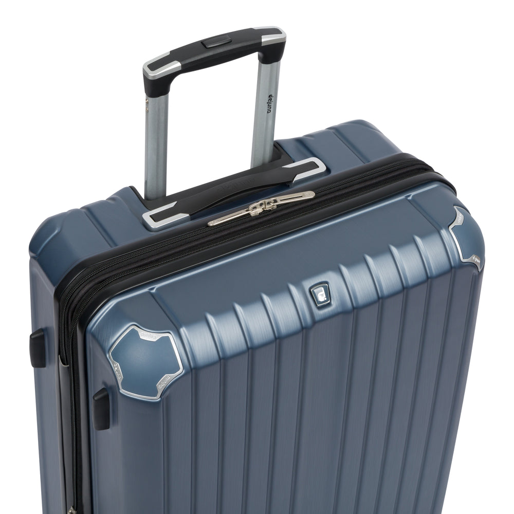 Beaumont hardside spinner suitcase in Blue, close-up of the padded handle