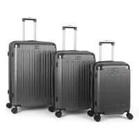 Cornwall 3-piece hardside luggage set in Charcoal: carry-on, medium and large suitcases