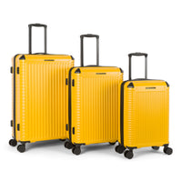 Abrams 3-piece hardside luggage set in Yellow: carry-on, medium and large suitcases
