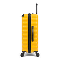 Abrams hardside spinner suitcase in Yellow, side view