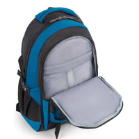 Hubbard laptop backpack with hip belt in Navy, front organizer pocket