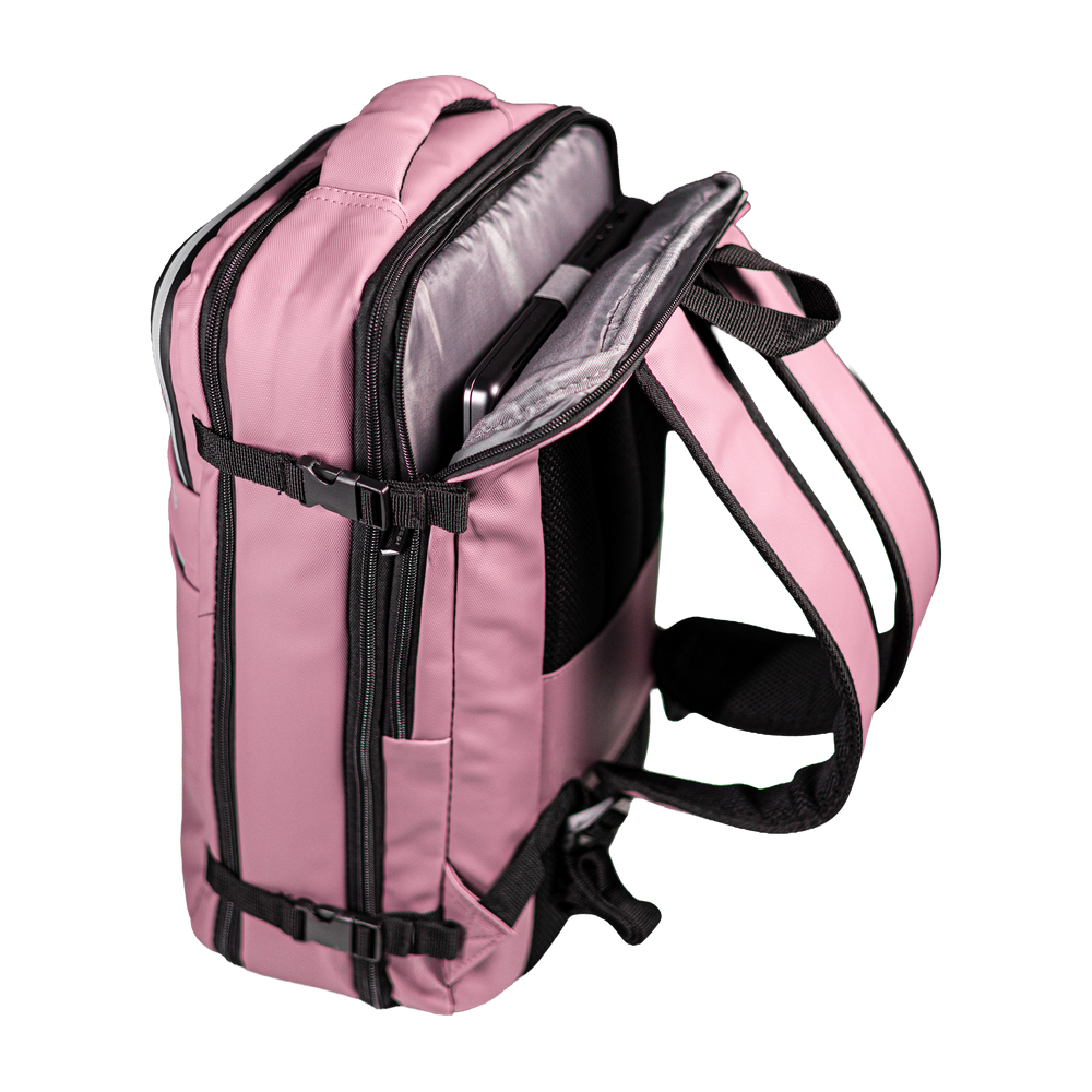 Stryde backpack padded laptop and tablet compartment open from the back