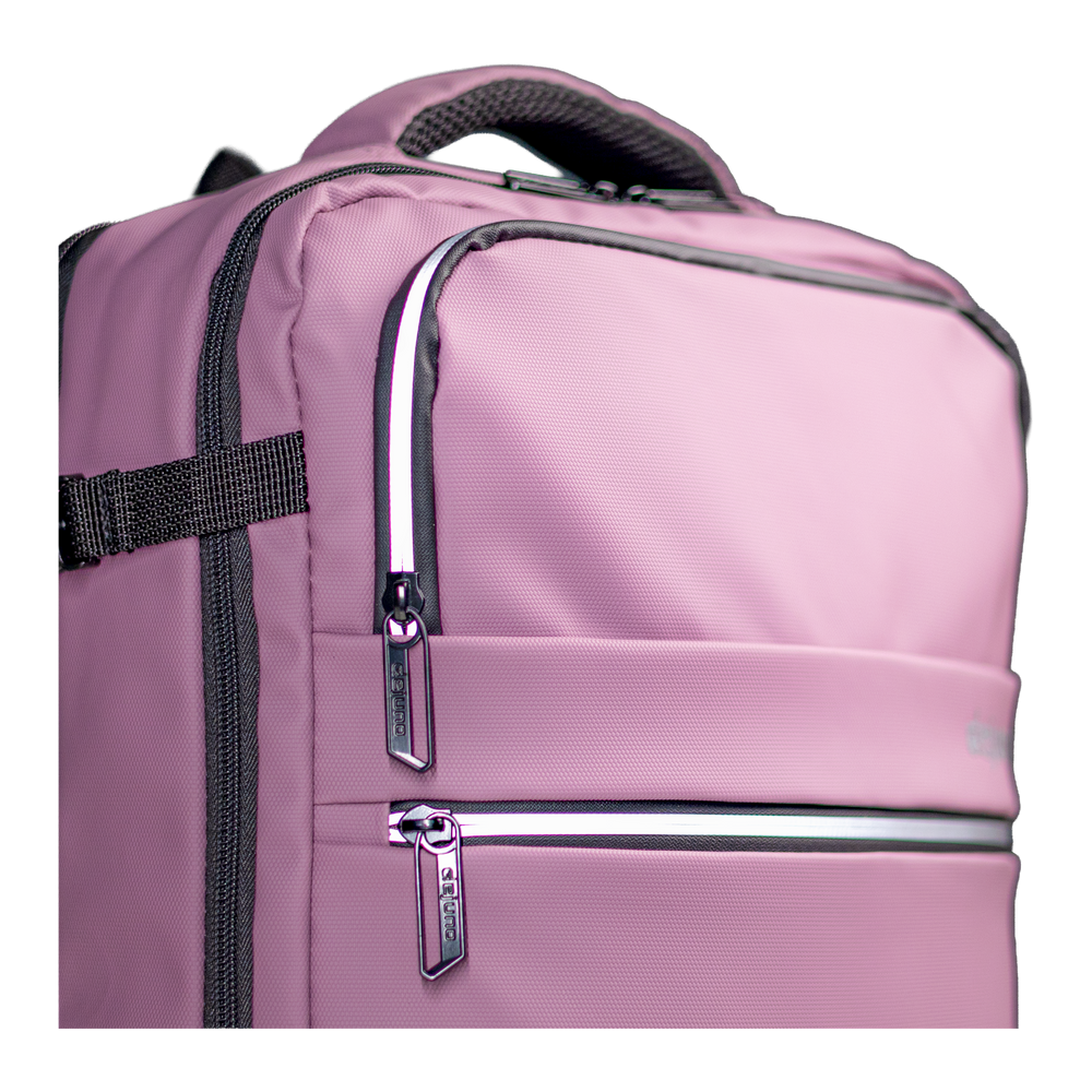 Close-up of the reflective stripes on the front pockets of the Stryde backpack