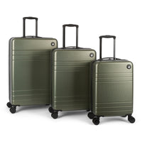 Eminence 3-piece hardside luggage set in Olive: 28-inch, 24-inch and 20-inch carry-on spinner suitcases